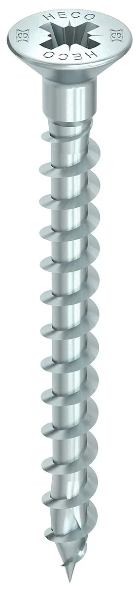 HECO-TOPIX-plus 4,5 x 45, Senkkopf + Kopfbohrung, Pozi-Drive mit Kopflochbohrung 2,4 mm, PZD-2, variables Vollgewinde, A3K, 200 Stück