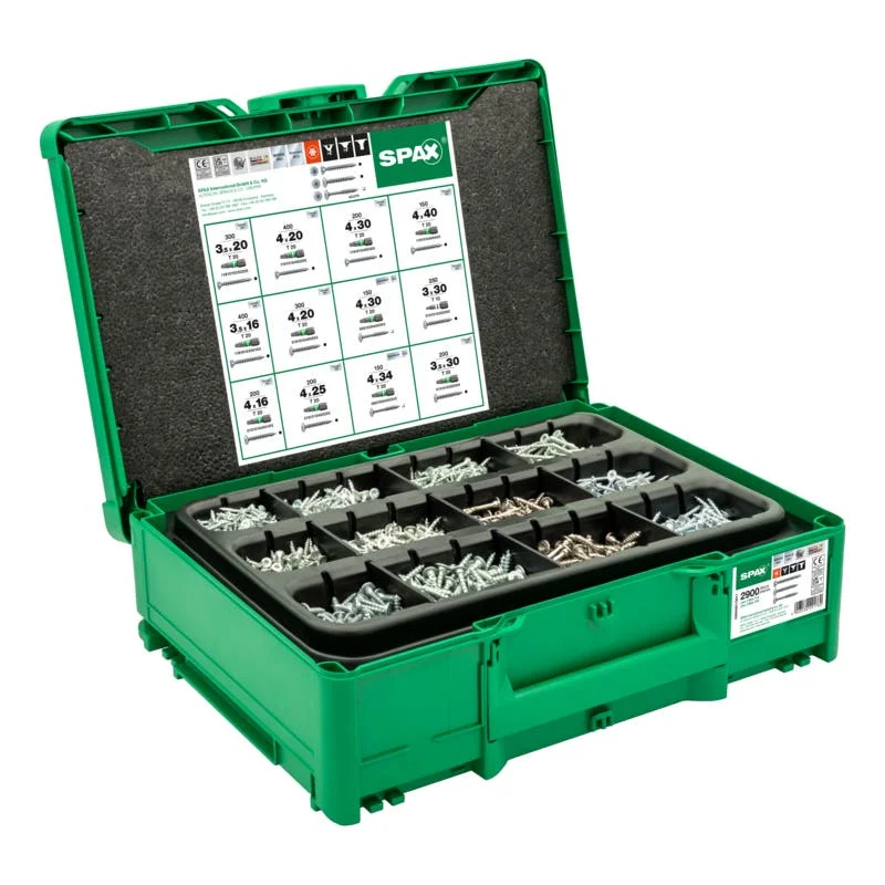 SPAX Box Systainer³ T-Loc Möbelbau , Senkmultikopf, T-STAR plus, WIROX, 2900 Schrauben und 5 Bits