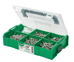 SPAX Montagekoffer L-BOXX Mini, 1 Stück, Schraubenset mit 6 Abmessungen, Senkkopf, T-STAR plus, 4CUT, WIROX