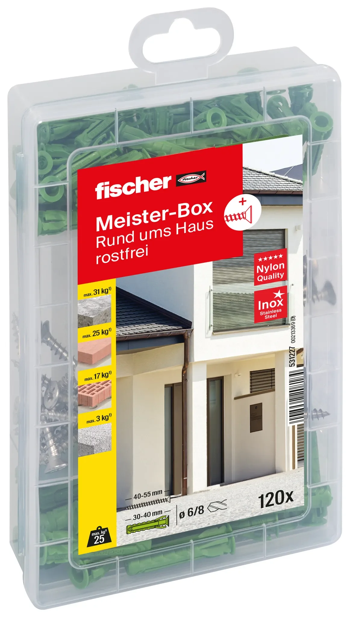 Meister-Box Rund ums Haus rostfrei + Schraube (120 Teile)