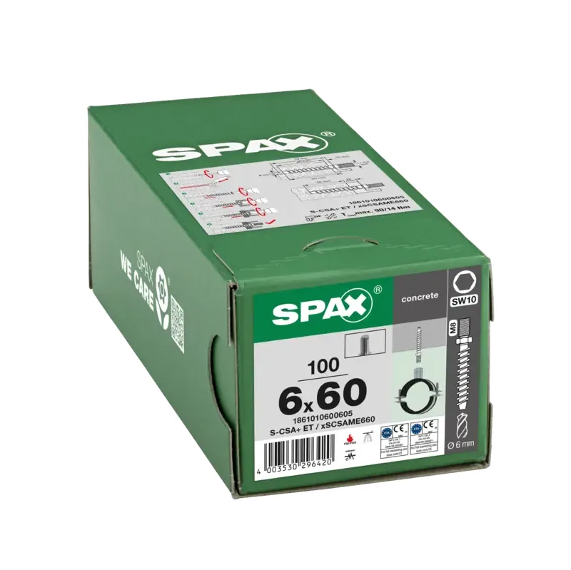 Betonschraube Außengewinde, 6mm, x 60 mm, 100 Stk. - Profi Box