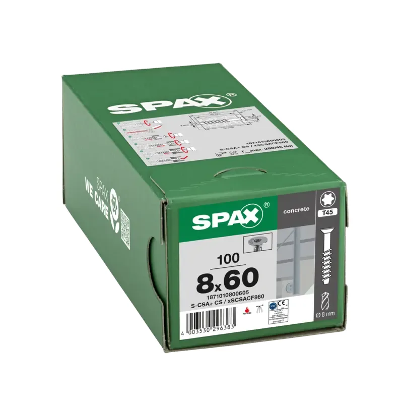 Betonschraube Senkkopf, 8mm, x 60 mm, 100 Stk. - Profi Box