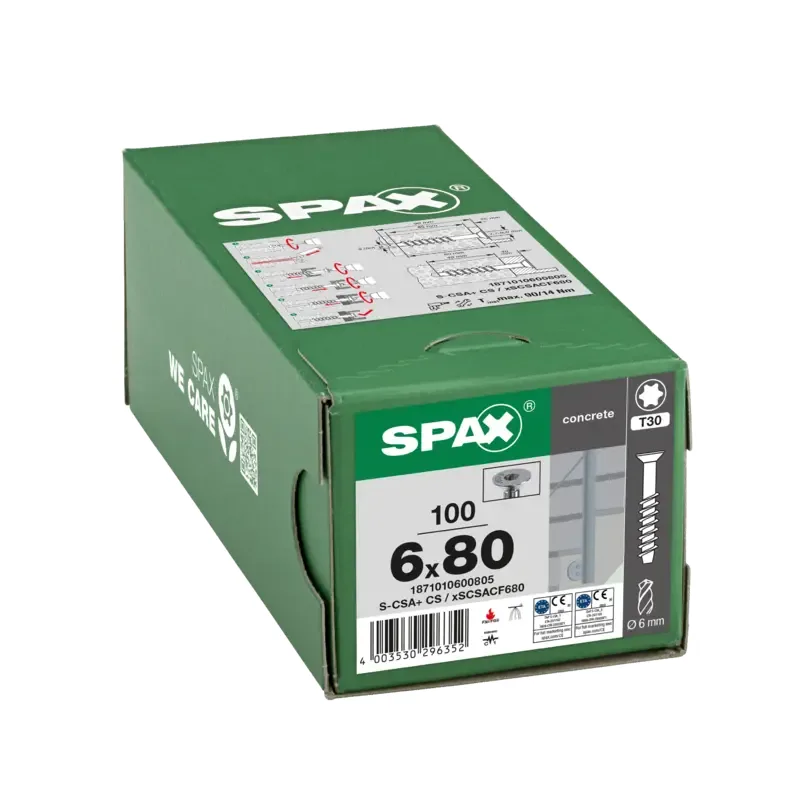 Betonschraube Senkkopf, 6mm, x 80 mm, 100 Stk. - Profi Box