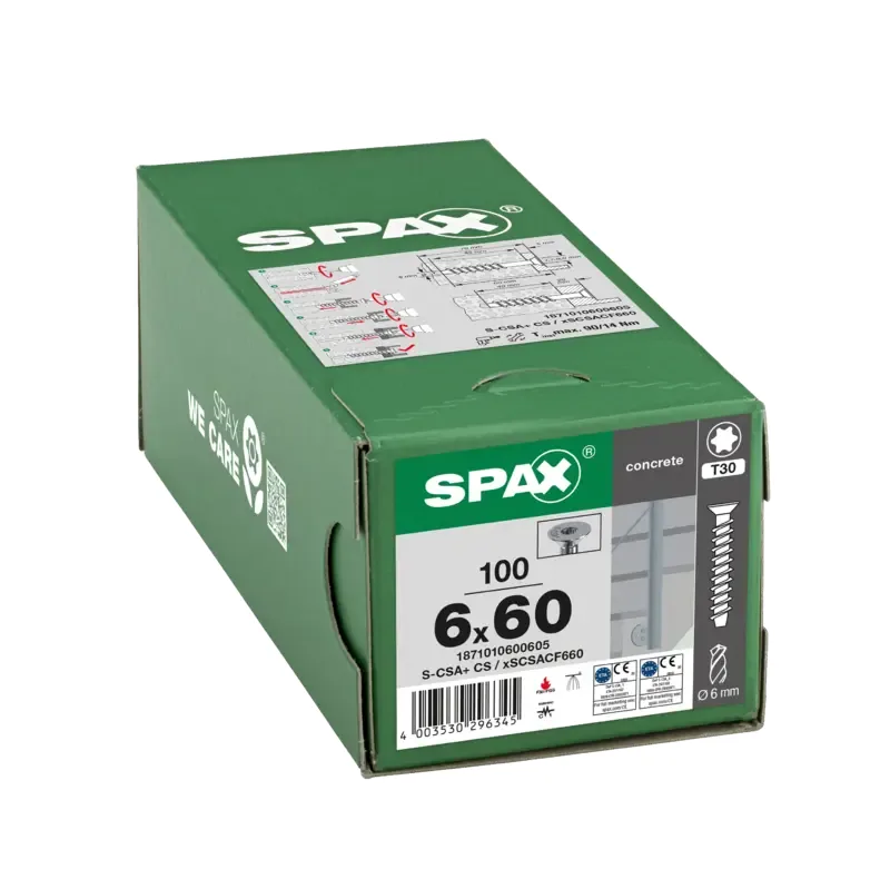 Betonschraube Senkkopf, 6mm, x 60 mm, 100 Stk. - Profi Box