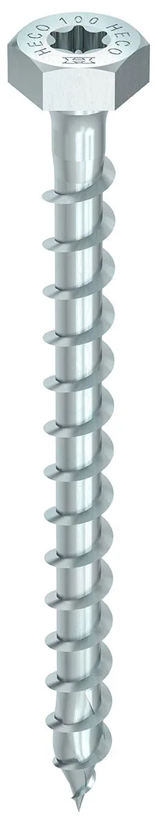 HECO-TOPIX-plus 10 x 80, Sechskantkopf, Sechskantkopf + T-Drive, SW-15/T-40, Vollgewinde, A3K, 50 Stück